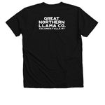 Montana Llama T-Shirt Collection, a Solid Black Blend Premium V-Neck Tee (back-view)