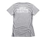 Montana Llama T-Shirt Collection, a Dark Heather Grey Women's Slim Fit Tee (back-view)
