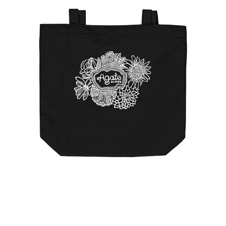 Tote Bags - Flower Logo, a Black Organic Cotton Tote Bag