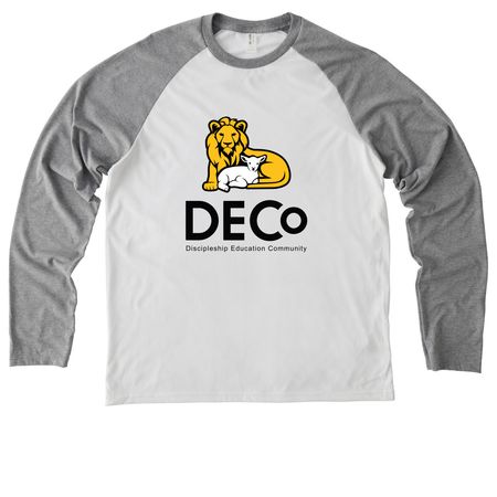 Lion & Lamb Light Colors, a Aluminum Grey/ Bright White Allmade Eco Triblend Colorblock Raglan Long Sleeve Tee
