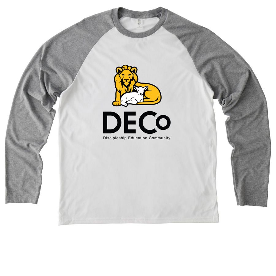 Lion & Lamb Light Colors, a Aluminum Grey/ Bright White Allmade Eco Triblend Colorblock Raglan Long Sleeve Tee