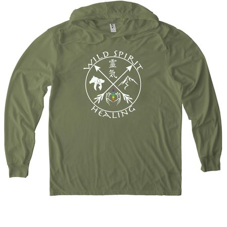 Wild Spirit Healing | White Logo Collection, a Olive You Green Allmade Eco Triblend Hoodie Tee