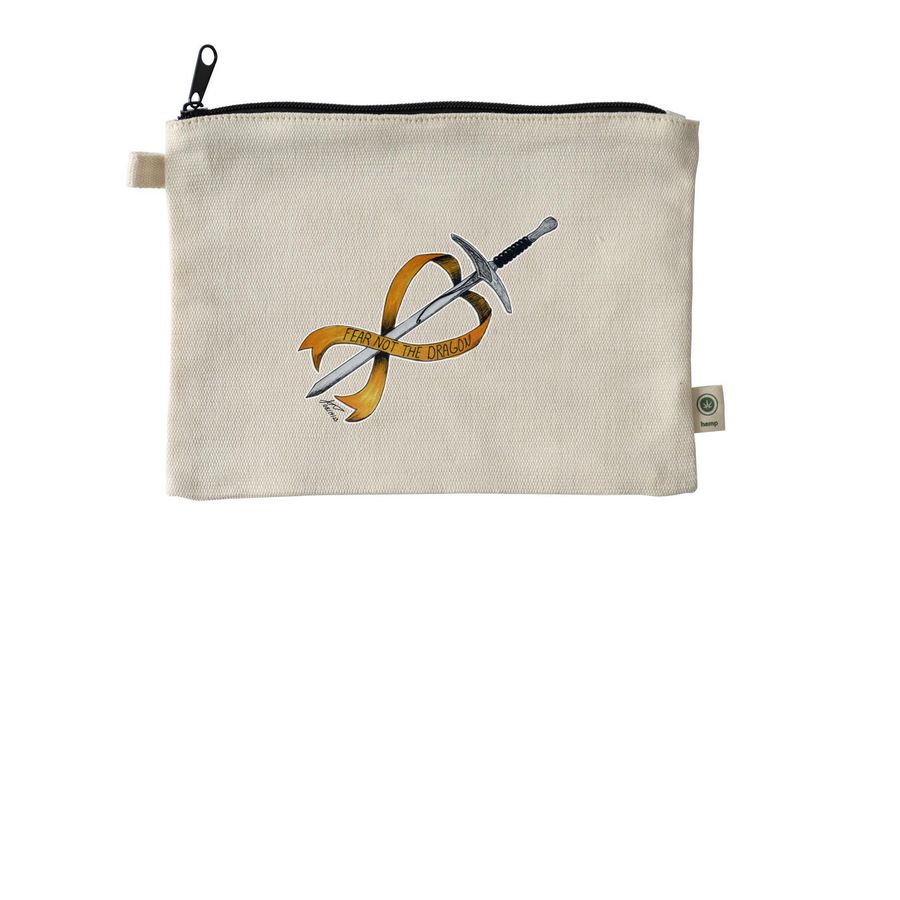 Fear Not the Dragon, a Natural 9"x7" Hemp Blend Pouch