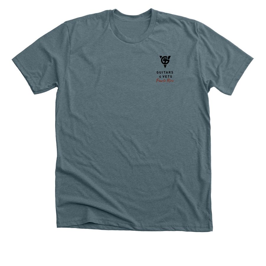 21 Guitar Salute - Puerto Rico, a Heather Slate Premium Unisex Tee