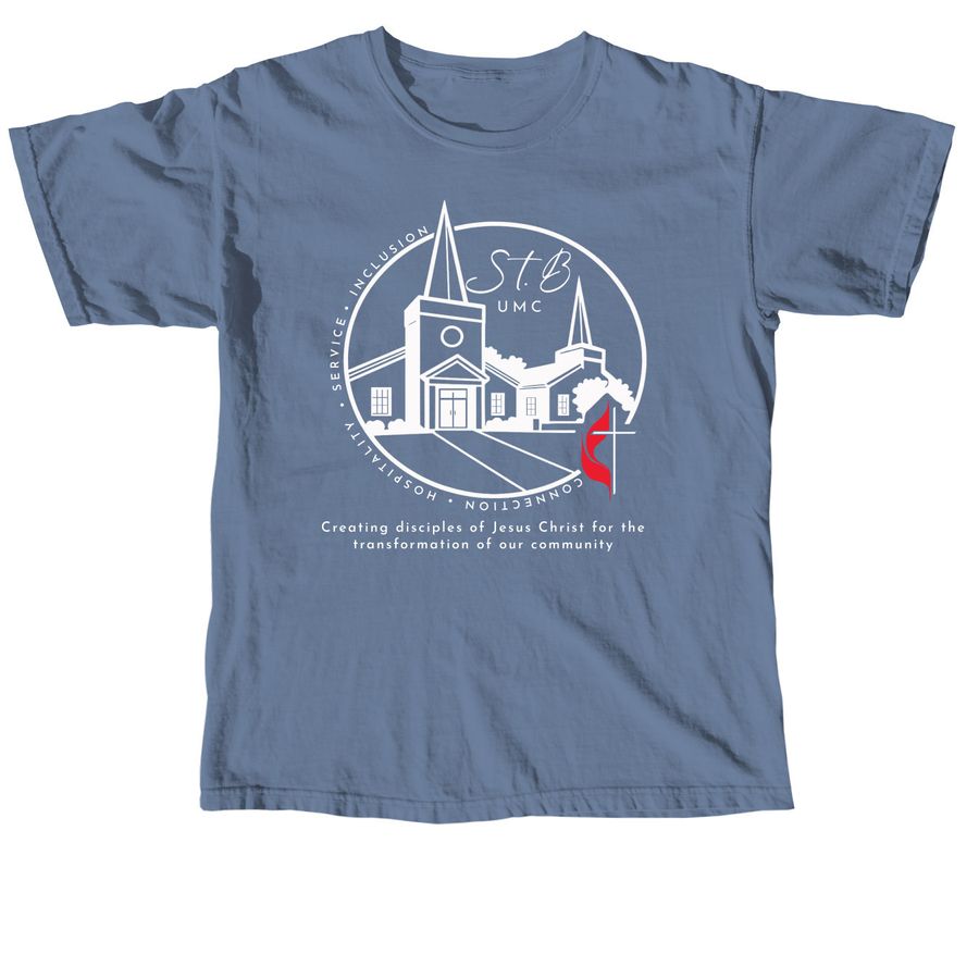 St. B Vision Logo - White, a Blue Jean Comfort Colors Unisex Tee