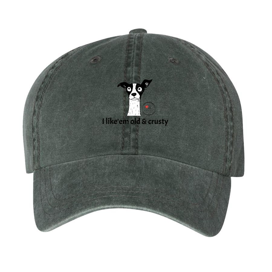 I like'em old & crusty baseball cap, a Forest Printed Pigment Dye Baseball Cap
