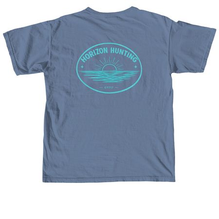 Horizon Hunting, a Blue Jean Comfort Colors Unisex Tee (back-view)