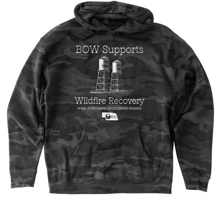 Support Fort Robinson Wildfire Recovery, a Black Camo Heavyweight Camo Pullover Hoodie