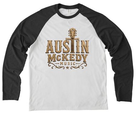 Rustic Austin Logo Shirt, a Space Black/ Bright White Allmade Eco Triblend Colorblock Raglan Long Sleeve Tee