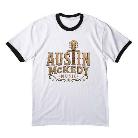 Rustic Austin Logo Shirt, a White/ Jet Black Cotton Ringer Tee