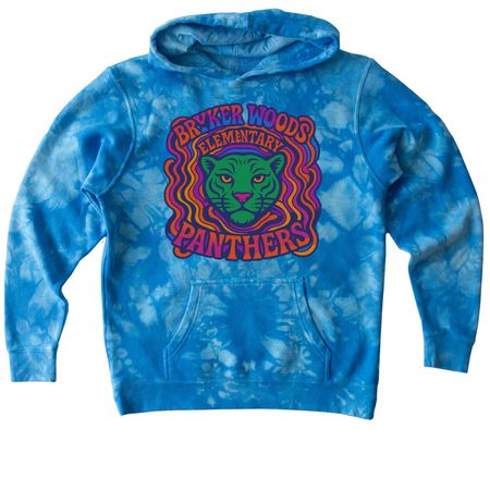 Cosmic Panther, a Aqua Blue Youth Tie Dye Pullover Hoodie