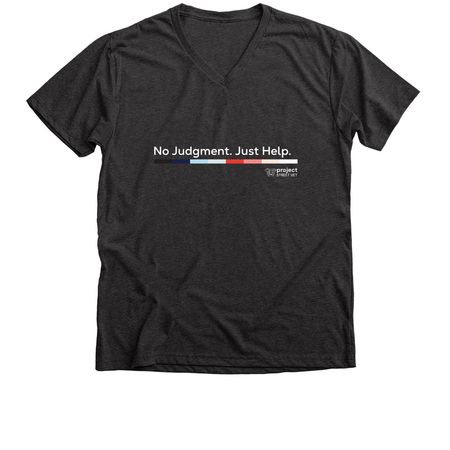 No Judgment. Just Help. with Color Bar, a Dark Grey Heather Premium V-Neck Tee