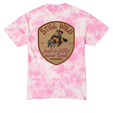 Still Wild. Patch Edition., a Bright Pink Crystal Tie Dye Tee