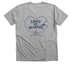 Ahoy Me Hearties, a Athletic Heather Premium V-Neck Tee (back-view)