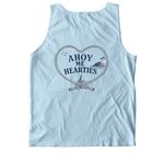 Ahoy Me Hearties, a Chambray Comfort Colors Tank Top (back-view)