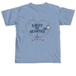 Ahoy Me Hearties, a Washed Denim Comfort Colors Youth Tee (back-view)