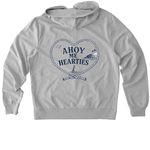 Ahoy Me Hearties, a Granite Grey Heather Allmade Organic French Terry Zip Up Hoodie (back-view)