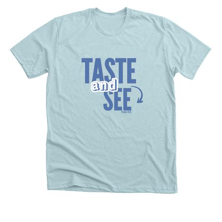 MBC | Tast & See, a Heather Ice Blue Premium Unisex Tee