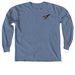 Retro Ornithology Club Logo (Black-and-white), a Blue Jean Comfort Colors Long Sleeve Tee