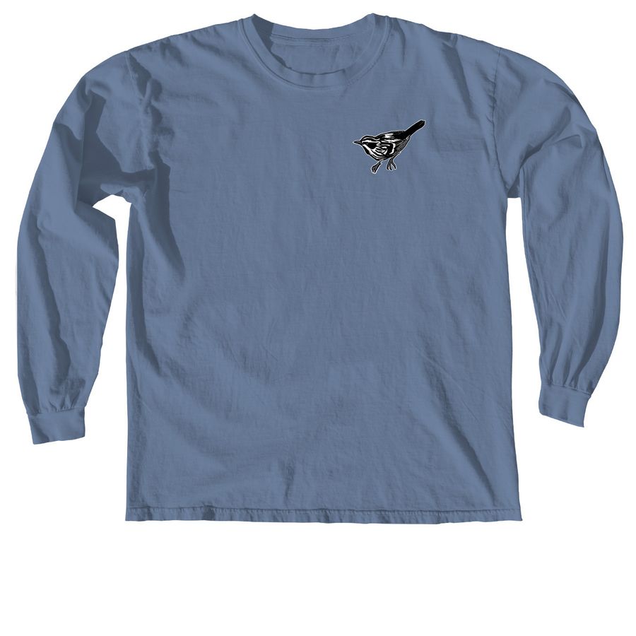 Retro Ornithology Club Logo (Black-and-white), a Blue Jean Comfort Colors Long Sleeve Tee