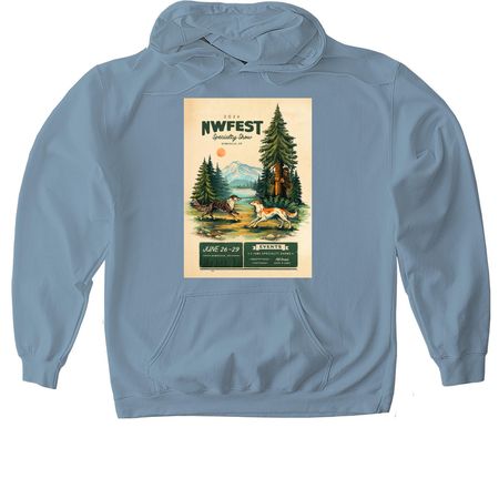 NWFest 2026: Poster Logo Apparel, a Stone Blue Gildan Softstyle Pullover Hoodie