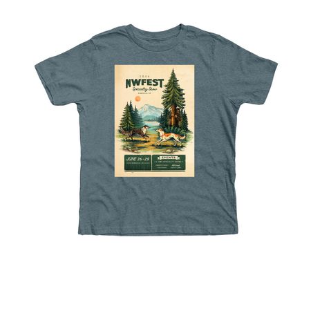 NWFest 2026: Poster Logo Apparel, a Heather Slate Premium Youth Tee