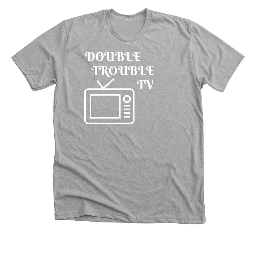 DOUBLE THE TROUBLE, a Athletic Heather Premium Unisex Tee