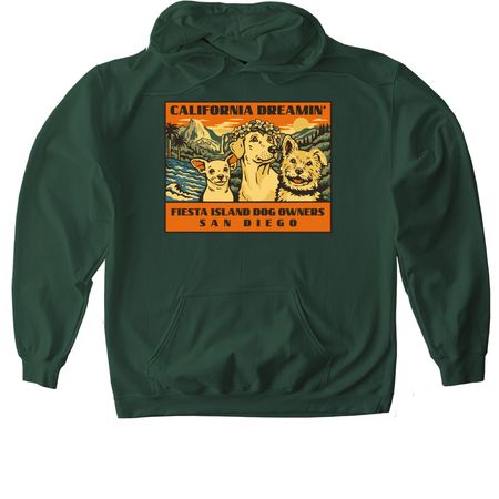 California - FIDO, a Forest Green Softstyle Pullover Hoodie