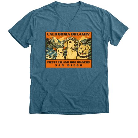 California - FIDO, a Heather Deep Teal Premium V-Neck Tee