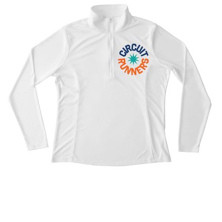 Circuit Runners, a White Women's Performance Quarter Zip Pullover