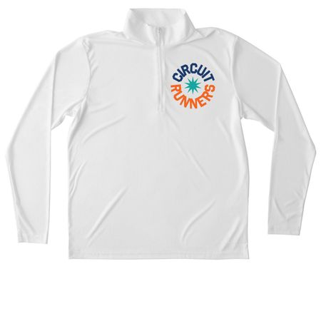 Circuit Runners, a White Unisex Performance Quarter Zip Pullover