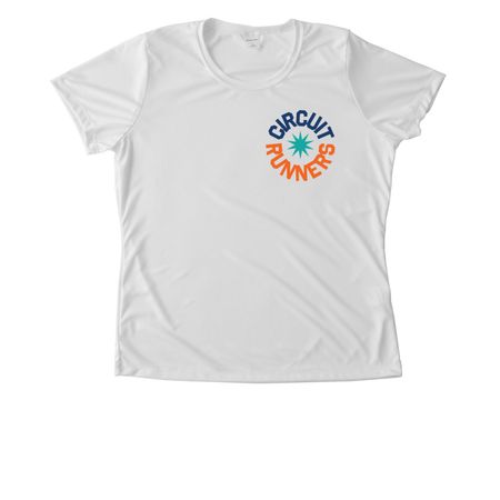 Circuit Runners, a White Women's Performance Tee