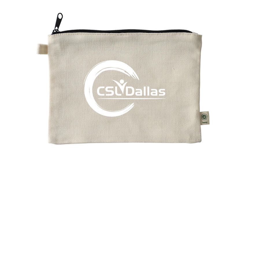 CSLDallas Logo & Motto (Pouch), a Natural 9"x7" Hemp Blend Pouch