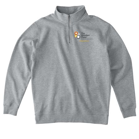 The Wooden Floor Logo Dark Gray, a Grey Heather Midweight Quarter Zip Pullover