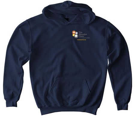 The Wooden Floor Logo Dark Gray, a Navy Softstyle Youth Pullover Hoodie