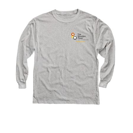 The Wooden Floor Logo Dark Gray, a Sport Grey Youth Long Sleeve Tee