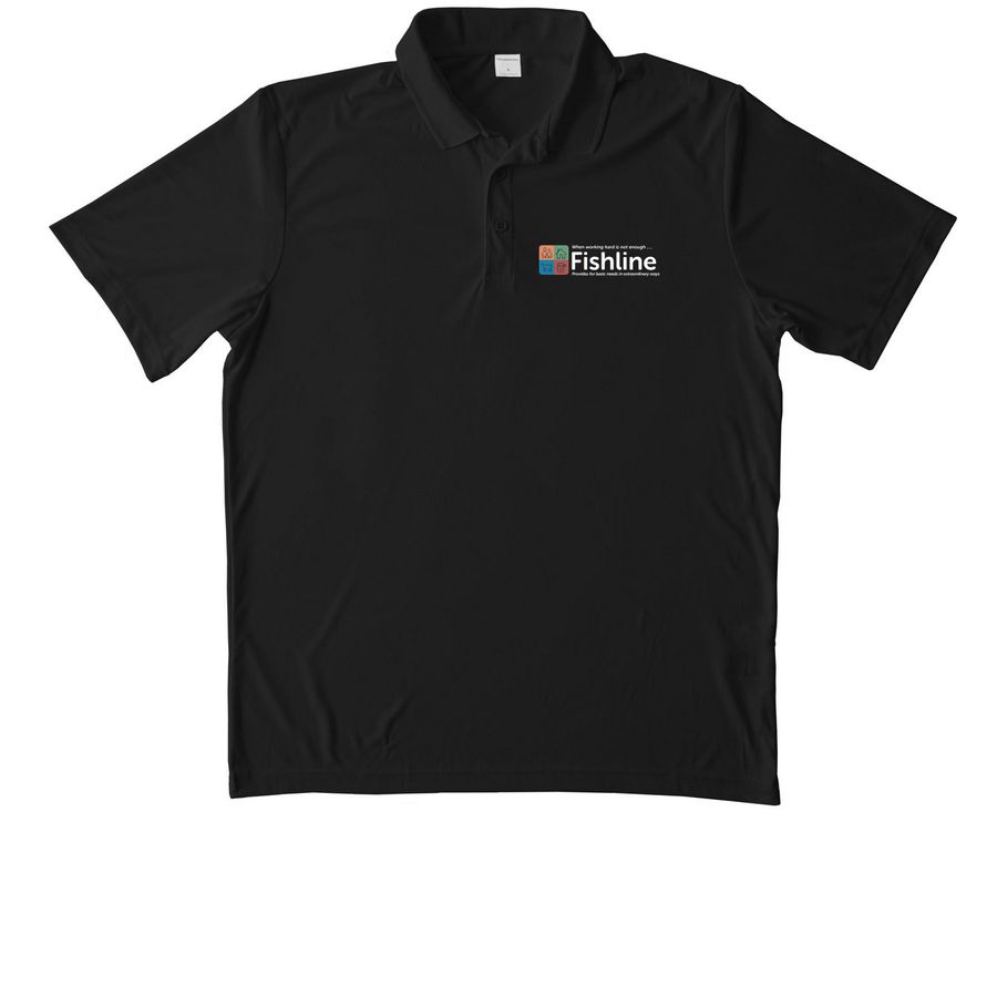 Polo Shirts with White Logo, a Black Unisex Performance Polo