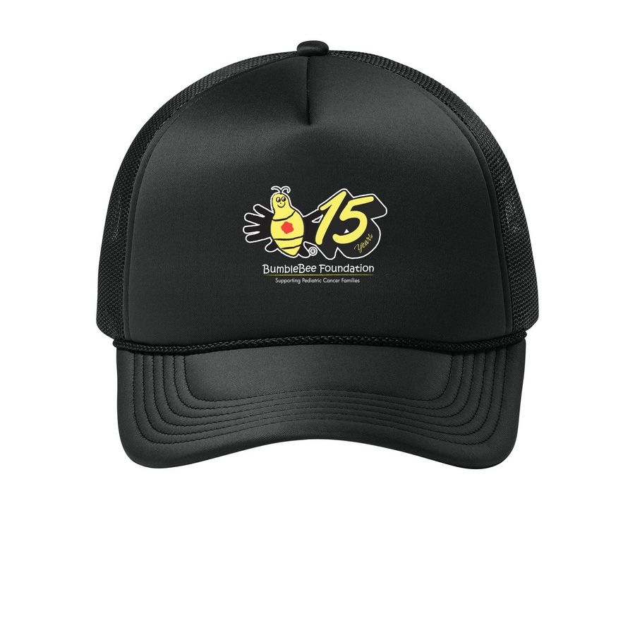15 Year Hat&nbsp;, a Deep Black Printed Foam Trucker Hat