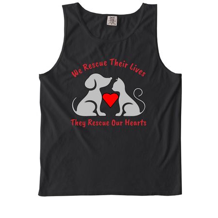 Rescue Our Hearts, a Black Comfort Colors Tank Top