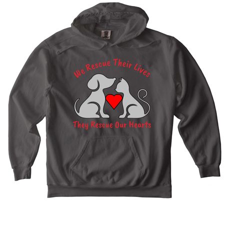 Rescue Our Hearts, a Pepper Comfort Colors Pullover Hoodie