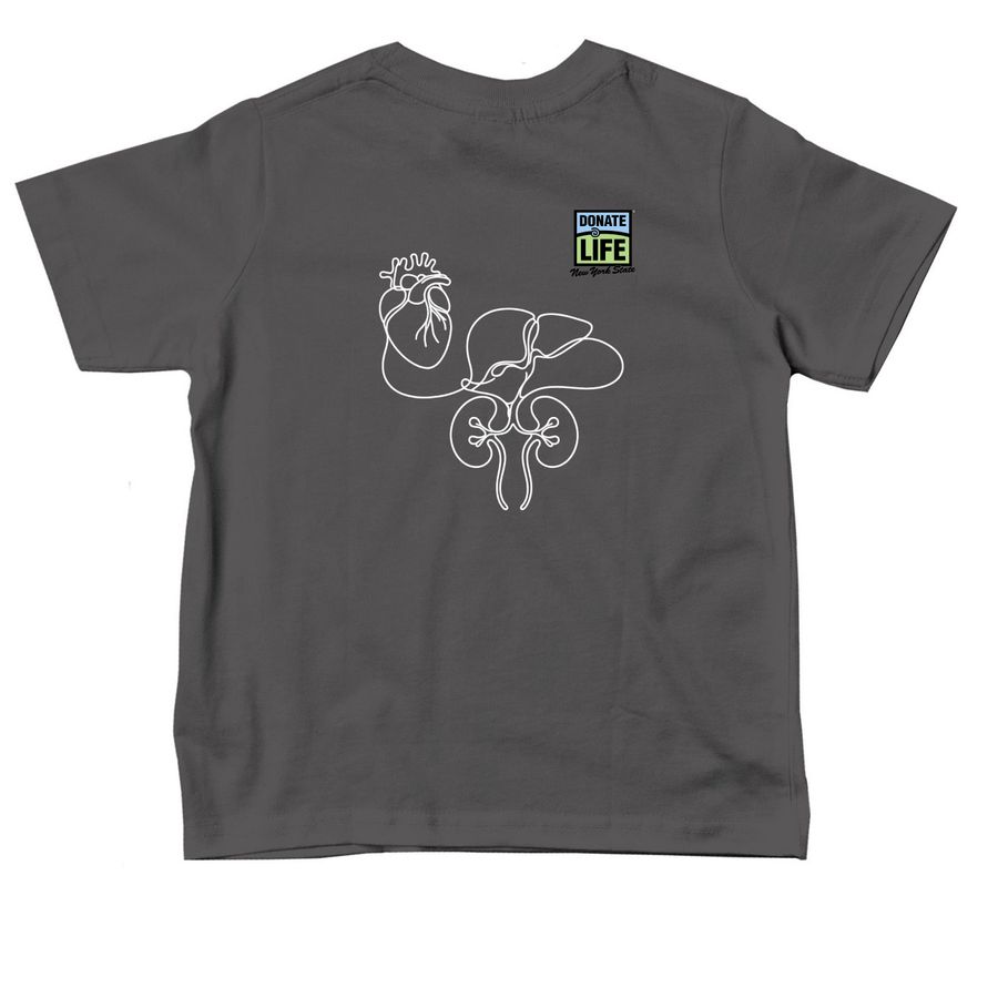 Donate Life NYS- Sara's Running a Marathon, a Charcoal Toddler Tee (back-view)