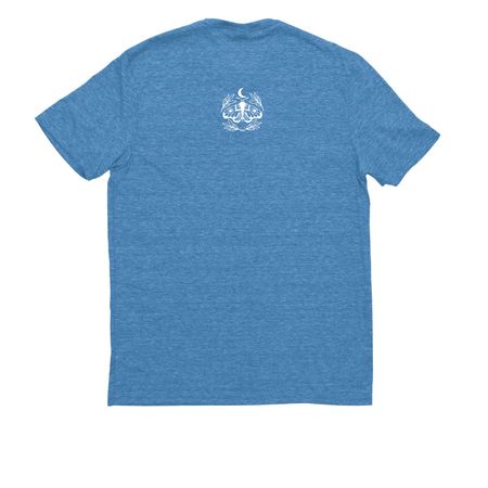 A Discovery of Yoga:&nbsp; HUMAN, a Azure Blue Allmade Eco Triblend Unisex Tee (back-view)