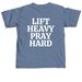 LIFT HEAVY, a Blue Jean Comfort Colors Unisex Tee (back-view)