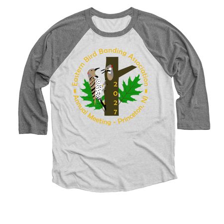 27 Meeting Large Logo Long Sleeve, a Premium Heather and Heather White 3/4 Sleeve Baseball Tee