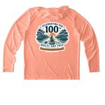 100 Trips ? Female Paddler, a Soft Coral UV Performance Long Sleeve Hoodie (back-view)