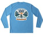 100 Trips ? Female Paddler, a Carolina Blue Unisex Performance Long Sleeve Tee (back-view)