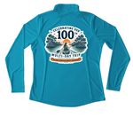 100 Trips ? Female Paddler, a Atomic Blue Women's Performance Quarter Zip Pullover (back-view)