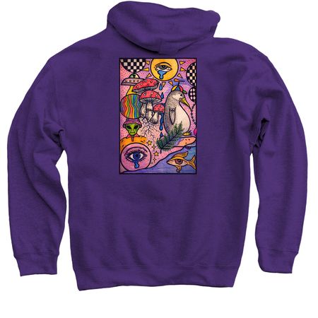 Flying Mellow x Cosmic Doodles, a Purple Pullover Hoodie