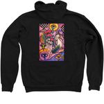 Flying Mellow x Cosmic Doodles, a Black Zip Up Hoodie (back-view)
