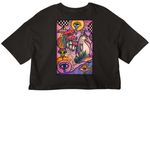 Flying Mellow x Cosmic Doodles, a Black Women?s Cropped Cotton Tee (back-view)